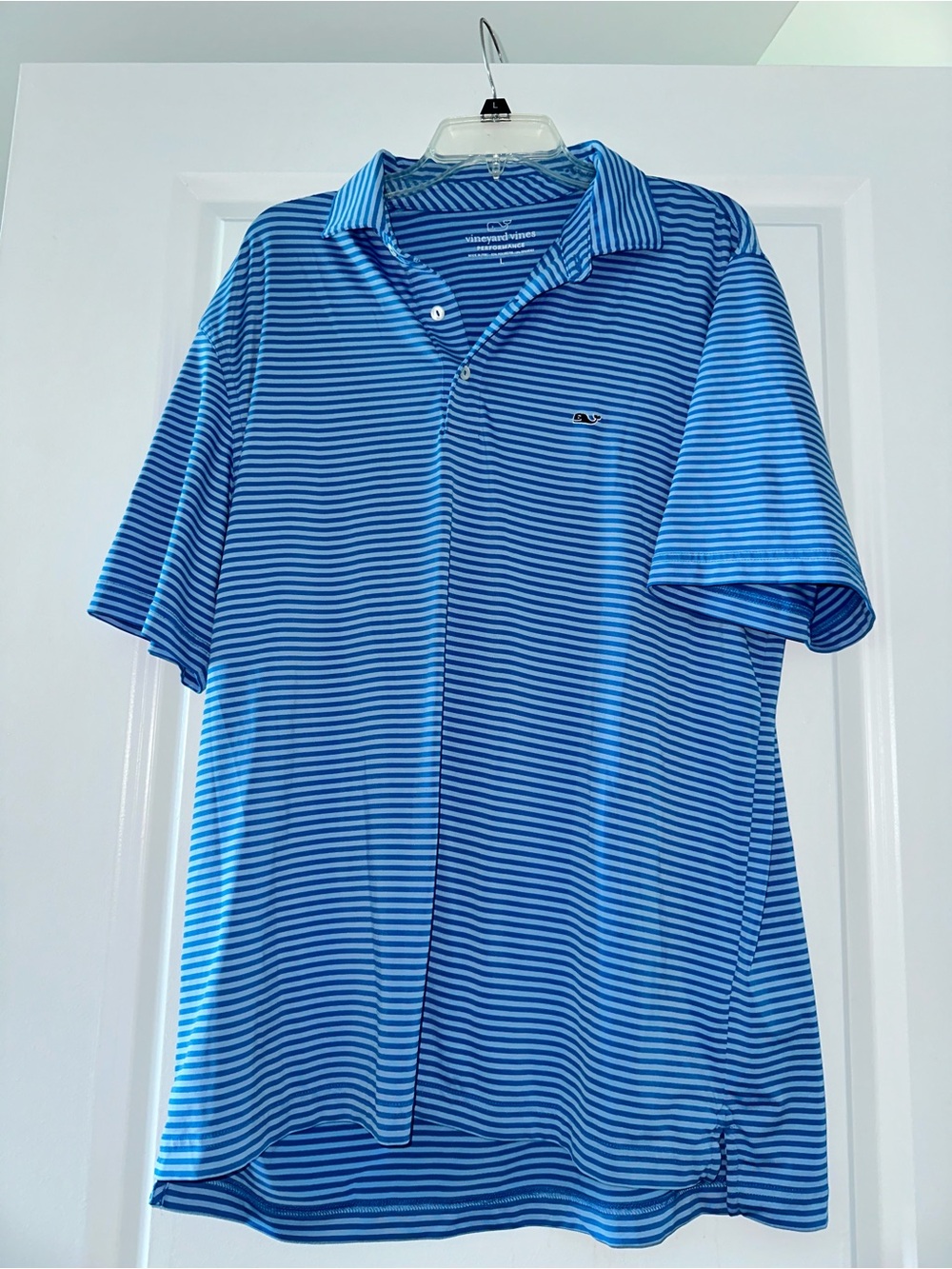 Vineyard Vines Light and Dark Blue Striped Polo